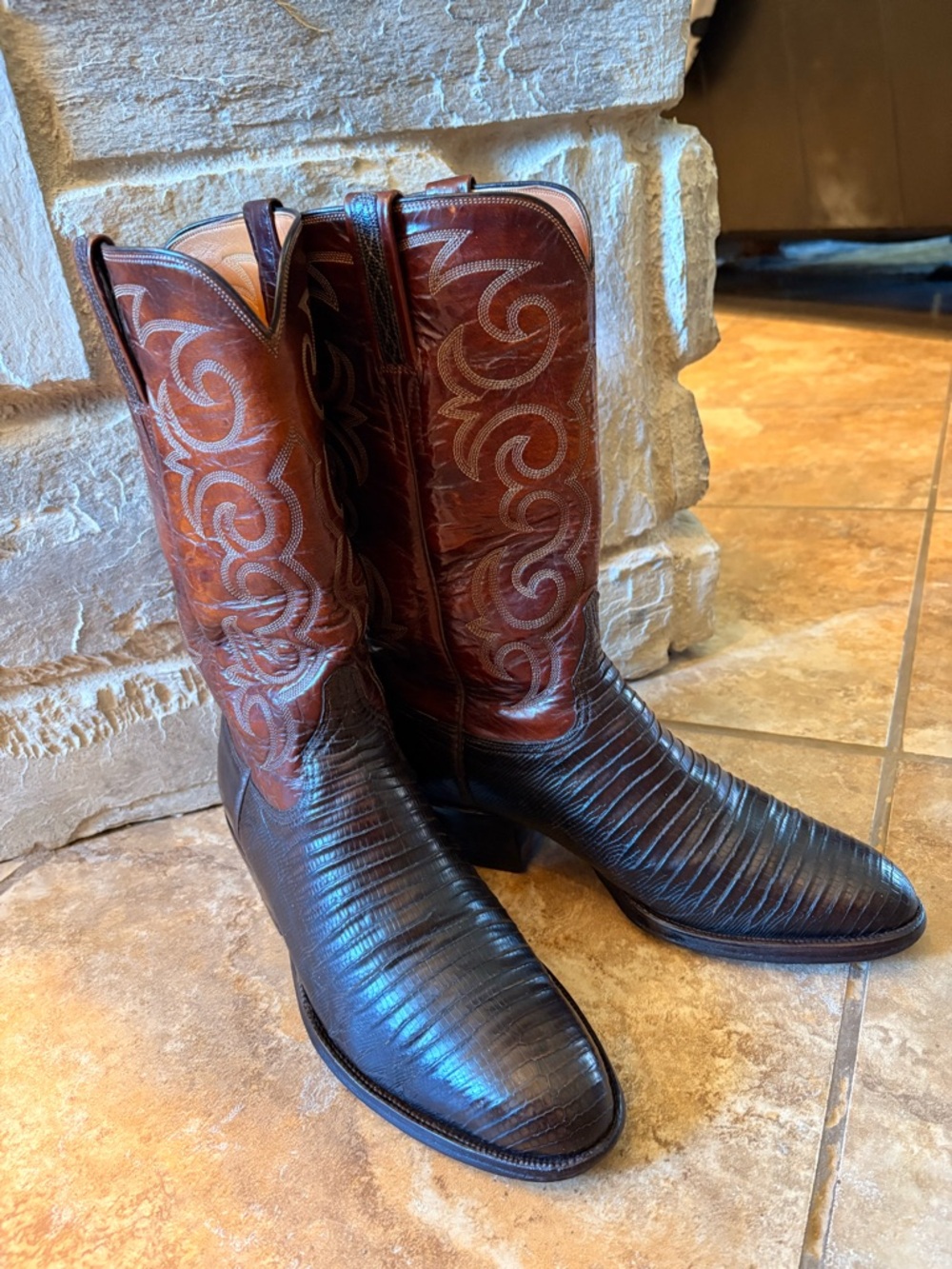 Lucchese Men’s Teju Lizard Leather Western Boots